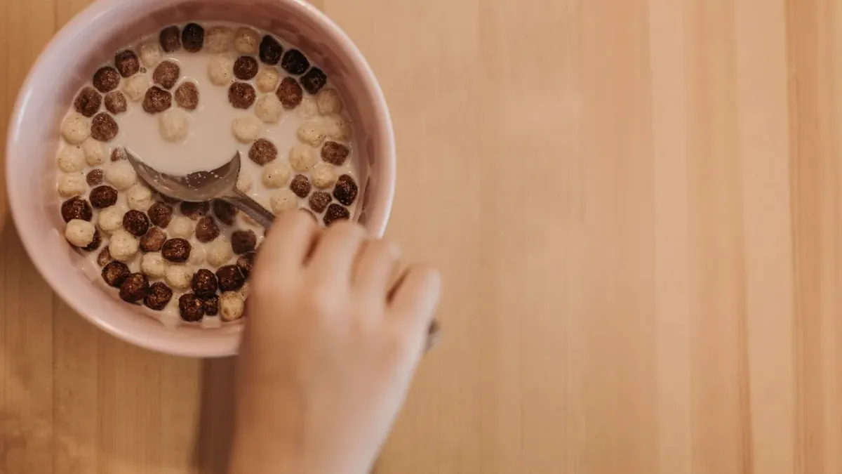 Dog eating from a bowl at home